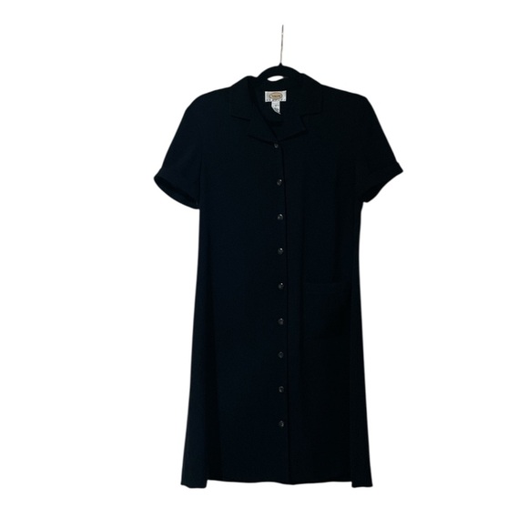 Talbots Petites Women Shirt Dress Button Front Classic Short Sleeve Black Size 6 - Picture 1 of 10